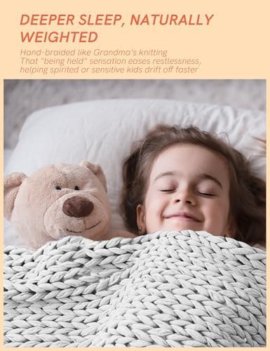 YnM Cooling Weighted Blanket, 100% Cotton Handmade Chunky Knitted Blanket, Weighted Lap, Breathable Heavy Blankets, Machine Washable Throw for Sleep or Home Decor (Light Grey, 40x50 Inch, 7lbs) - Image 4