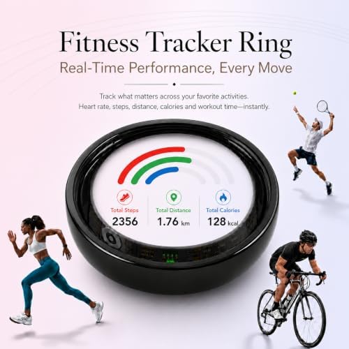 Black Ceramic Smart Ring for Men, Health & Sleep Tracker, Size 10 - Image 4