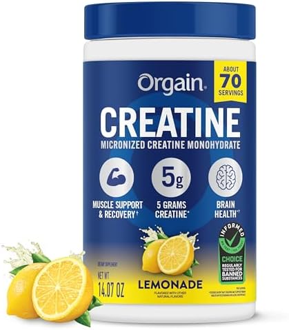 Orgain 5g Creatine Monohydrate Micronized Powder, Lemonade, 80 Servings by Orgain