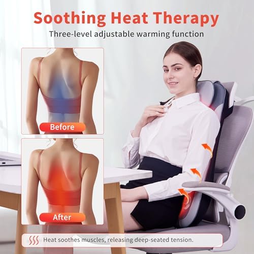 Shiatsu Back Massager with Heat & Cooling, Kneading Rolling Vibration Chair Massager for Deep Tissue Pain Relief, Massage Chair Pad for Home & Office - Image 4