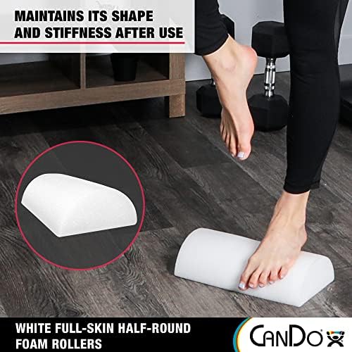 Cando-30-2341 Full-Skin PE Foam Roller For Muscle Restoration, Massage Therapy, Sport Recovery, And Physical Therapy. White, 6" x 12", Half-Round - Image 5