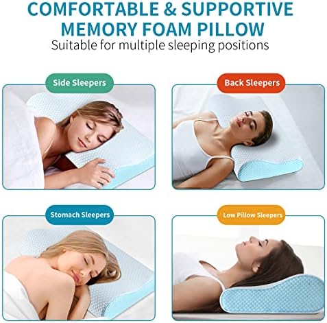 Memory Foam Pillows Neck Pillow for Sleeping, Ergonomic Cervical Pillow Bed Pillow for Side Back Stomach Sleeper, Orthopedic Contour Pillow for Neck and Shoulder Pain Relief - Image 7