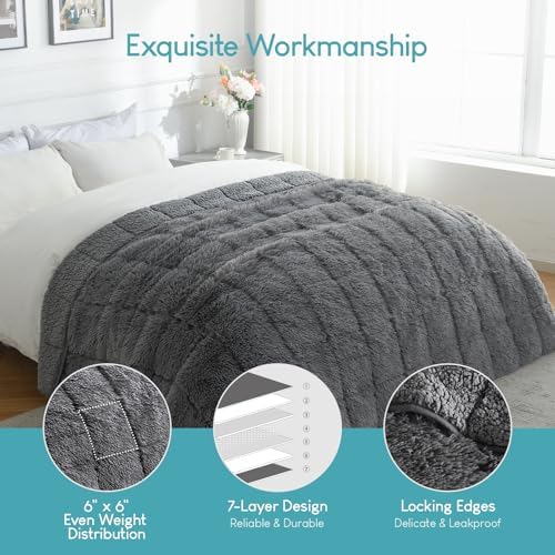 Cottonblue Faux Fur Weighted Blanket 15 lbs for Adults Full Size 48"x72" - Image 4