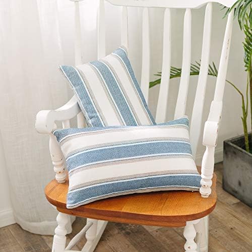 Stripe Pillow Case Soft Linen Rectangle Decorative Throw Cushion Cover Pillowcase with Invisible Zipper for Bed 12" x 20 " - Image 4