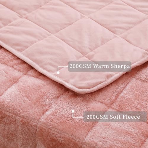 Weighted Blanket, Plush Fleece Blanket Ultra Soft - Fluffy Cozy Throw for Bed Couch Sofa, Warm Fuzzy Blanket for Adults (Pink, 60"x80" 20 lbs) - Image 5
