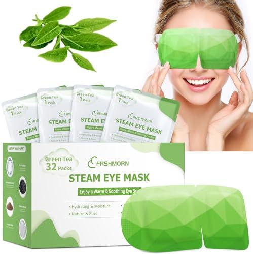 32Packs Steam Eye Mask Heated Eye Masks For Dry Eyes, Green Tea by FRSHMORN