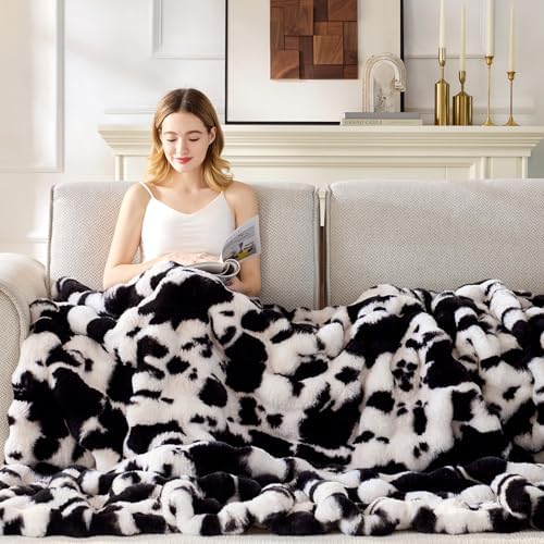 Anysay Faux Fur Throw Blanket,1000GSM Fluffy Soft Bubble Blanket 90''*104'' - Image 3