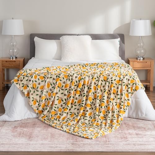 Berkshire Blanket-Classic Heavyweight Warm Soft Printed VelvetLoft® Plush Blanket, King Size Soft Fuzzy Blanket for Couch Sofa Bed, Lemons and Bees Yellow, 90in x 108in - Image 5