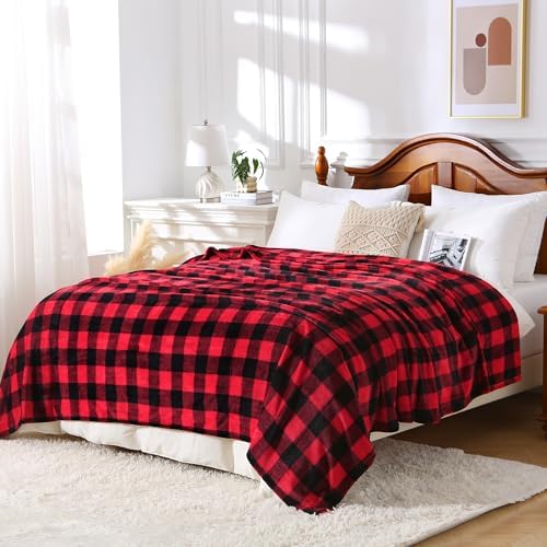 Viviland Checkered Blanket Queen Size - Soft Fuzzy Cozy Buffalo Plaid Microfiber Blanket for Bed, 90x90 Inches by VIVILAND