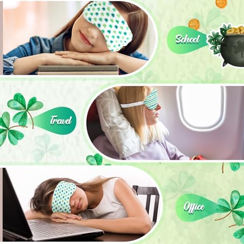 Cuffbow 6 Pack Fuzzy Sleep Masks Plush Eye Mask,Four Leaf Clover,Green - Image 5