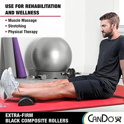 CanDo Black Composite High-Density Foam Rollers for Muscle Restoration Massage Therapy Sport Recovery and Physical Therapy 6" x 18" Half-Round - Image 4