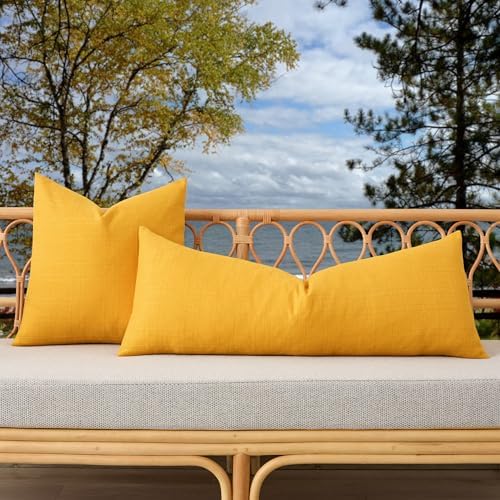 Kevin Textile Outdoor Waterproof 14”x36” Pillow Cover 1 Pack, Dark Yellow - Image 4