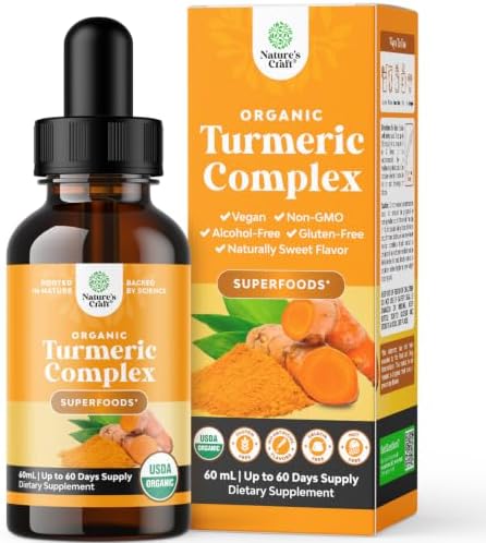 Organic Turmeric Drops for Adults - Movement Support - Sugar Free - 2 FlOz by NaturesCraft
