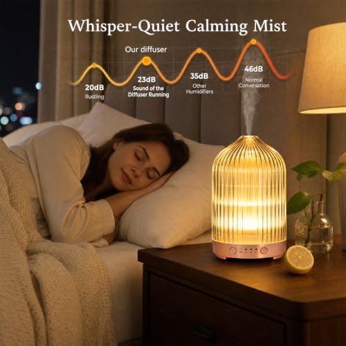 Essential Oil Diffuser for Home- 200ml Aromatherapy Diffuser for Essential Oils with 4 Timer, 7 Color LED Lights Waterless Auto Shut-Off for Home Office Décor Gifts for Women - Image 4