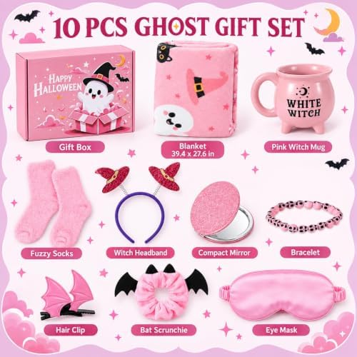 10 Pcs Pink Boo Basket Stuffers Halloween Spooky Birthday Gifts for Women - Image 2