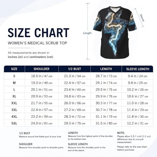 Men's Scrub Top,V-Neck Spill Wrinkle Resistant,3 Pockets-Lightning Bolt (9) - Image 5