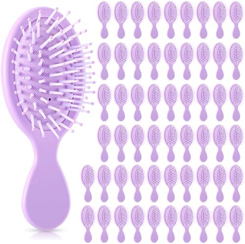 60 Pcs Purple Mini Hair Brushes Bulk for Women Spa Party Favors Soft Bristles Adds Shine Scalp Massage and Detangling Travel Hair Combing for Homeless Team Gifts by Ferrochef