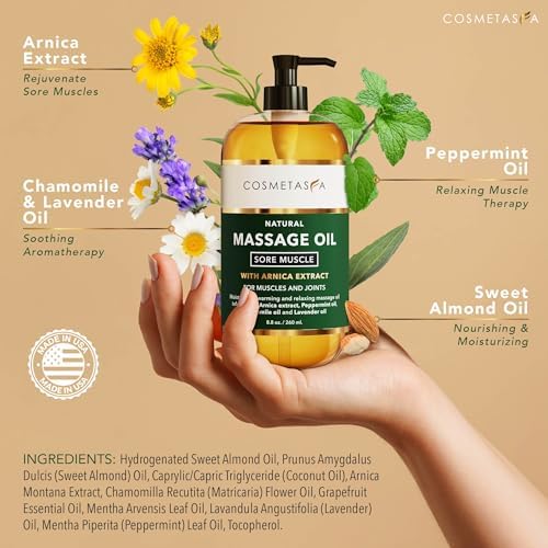 Cosmetasa Sore Muscle Massage Oil - 8.8 oz, Soothes Muscle and Joint with Arnica Extract, Peppermint, Chamomile, and Lavender Oil (8.8 oz, Sore Muscle) - Image 2