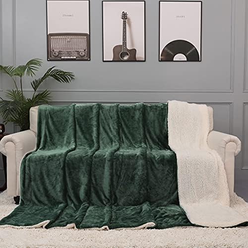 NANPIPER King Size Sherpa Blanket, Soft Fleece Throw for Bed, Reversible Thick Fuzzy Blanket for Winter (Olive Green, 90x108 inches) - Image 4