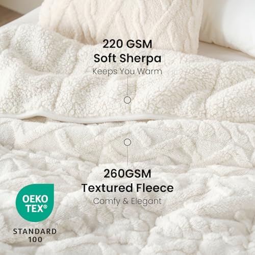 Drewin Weighted Blanket Queen Size 12lbs for Adults,Cream White,60" x 80" - Image 3