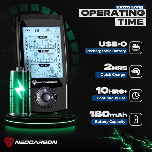 NEOCARBON TENS Unit Muscle Stimulator, Pulse Massager Machine, Black - Image 5