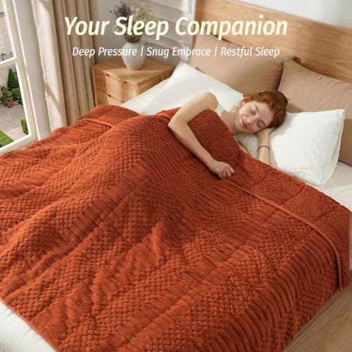Wemore Sherpa Fleece Weighted Blanket for Adults, Orange 60" x 80" 15 lbs - Image 3