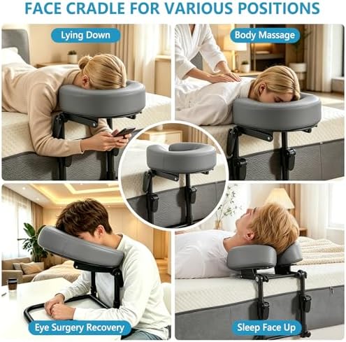 Massage Headrest for Bed, Massage Face Cradle at Home, Adjustable Bed Massage Head Holder for Sleeping Mattress, Face Down Pillow After Eye Surgery (Gray) - Image 6