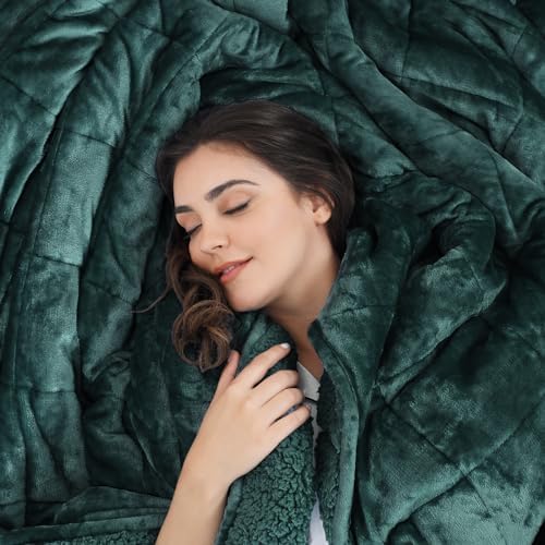 Aemicion Plush Sherpa Weighted Blanket Queen Size 15lbs - Soft Cozy Fleece Heavy Weighted Blanket, Breathable and Washable -Gift for Women Men-Green - Image 4