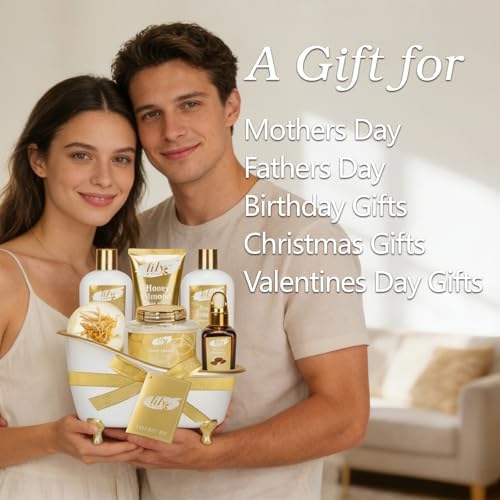 Honey Almond Spa Gifts for Mom - 7Pcs Moisturizing Spa Set for Women & Men - Image 2