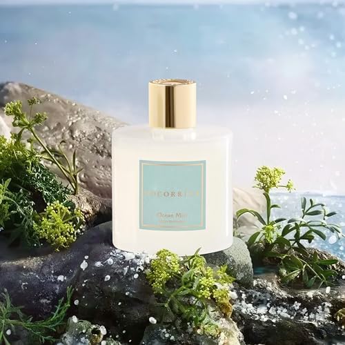 COCORRÍNA Reed Diffuser - Ocean Mist 6.7 Fl.oz Reed Diffuser Set with Sticks & Preserved Baby's Breath, Reed Diffuser for Home Bathroom Shelf Decor - Image 3