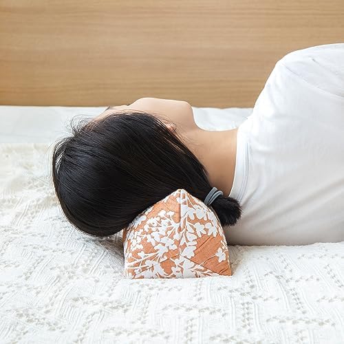 Buckwheat Neck Support Pillow Cervical Neck Cylinder Bolster Pillow,Buckwheat Hulls Adjustable Roll Pillow,Neck Pain Relief for Back and Side Sleepers Round Pillows for Lunch Break Orange, 6*15 inch - Image 3