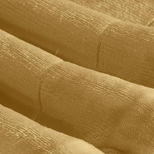 Elegant Comfort Ultra Soft Reversible Flannel Sherpa Blanket - Cozy Silky Fleece Throw for Couch, Bed - Plush Fuzzy Warm Winter Blanket for Gift, Twin XL, Gold - Image 7
