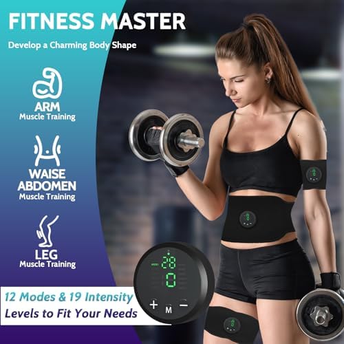 Electronic Muscle Stimulator, 12 Modes Abs Stimulator Muscle Toner, Ab Machine Trainer for All Body, Fitness Strength Training Workout Equipment for Men and Women - Image 2