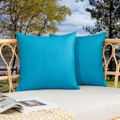 Kevin Textile Outdoor Waterproof 20”x20” Pillow Covers 2 Pack, Peacock Blue by KevinTextile