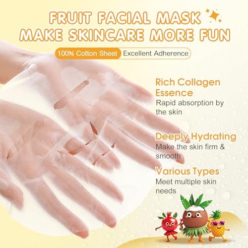 KONEUK 84 Pack Cute Fruit Face Mask for Kids Girls, Skin Care for Teens - Image 2