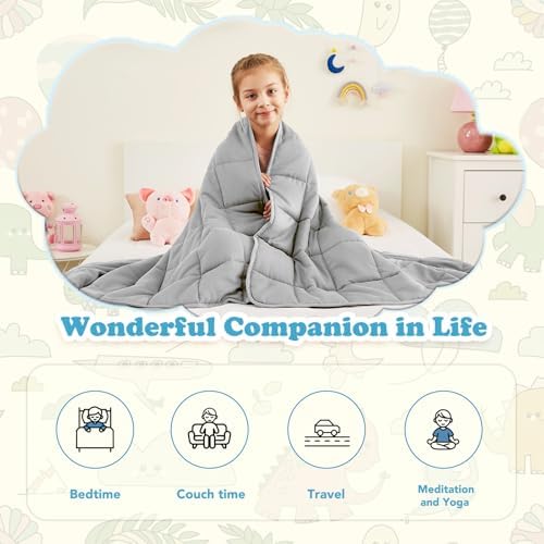 CuteKing Weighted Blanket - Weighted Blanket with Premium Glass Beads - Breathable Heavy Blanket for Comfortable Rest - Thick Blanket All Season (10lbs, 40"x60", Light Grey) - Image 4