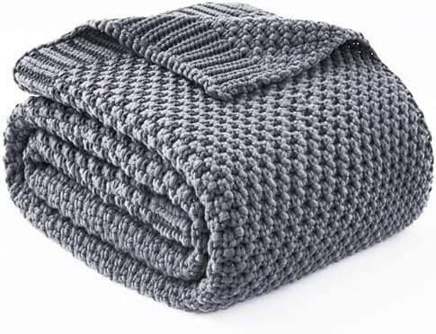 Topcee Knitted Weighted Blanket - 50"x60" 5lbs Cooling Chunky Knit Heavy Blanket for Adults Cable Yarn Knit Decorative No Beads Soft, Cozy and Cooling Weighted Throw Blankets Machine Washable by Topcee%E2%80%94ForYourGoodSleep