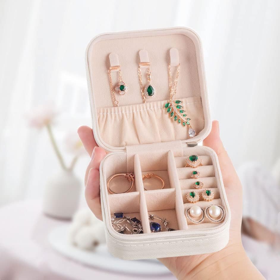 ZPROW Travel Jewelry Case, Mini Portable Jewelry Travel Boxes, Small Jewelry Organizer for Rings, Earrings, Pendants, Watches, Necklaces, Lipsticks Organizer Storage Holder Case (White-6packs) - Image 2