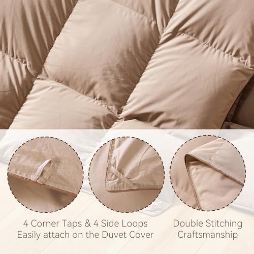 SNOWMAN Premium Down Comforter King Size, Khaki Duvet Insert All Season - Image 4