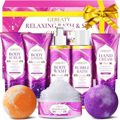 GEBEATY Bath Sets for Women Gift, Stress Relief Spa Self Care Gift Basket by GEBEATY