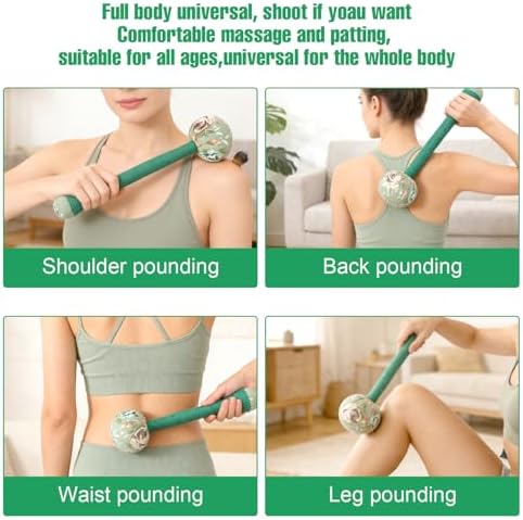 2PCS Long Size Lymphatic Drainage Hammer, Manual Body Massage Hammer, Anti Slip Longer Handheld Herbal Massage Hammer with Two Ends for Back Pain Relief (Light Green) - Image 4