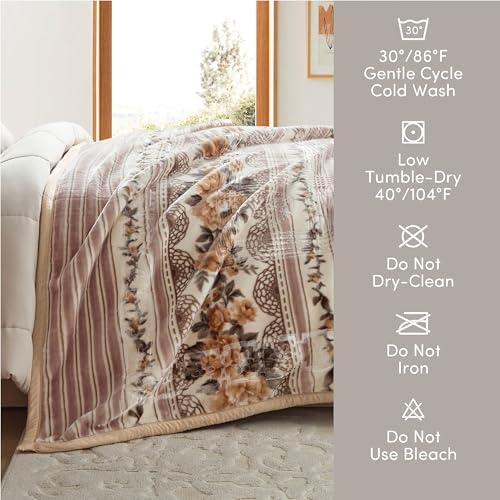 Nestl Korean Mink Blanket Queen Size - 9 Lbs Velvet Fleece Korean Blanket - 2 Ply Warm & Thick Winter Blanket - Wrinkle & Fade Resistant - 79 x 94 Inches (Beige) - Image 6