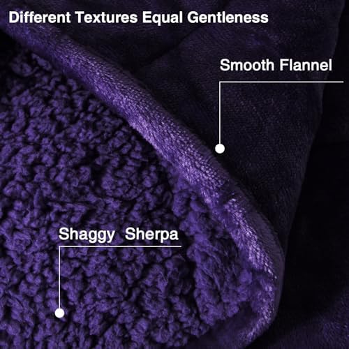 Aemicion Weighted Blanket Queen Size 15lbs,Dual Sided Cozy Fluffy Sherpa Heavy Weighted Blankets for Adults,Ultra Fuzzy Throw Blanket with Soft Plush Flannel Top,60 x 80 inches Purple on Both Sides - Image 5