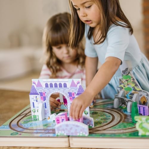 Melissa & Doug 19-Piece Wooden Take-Along Tabletop Kingdom – Carriage, Horse, Unicorn, Dragon, More - Image 2