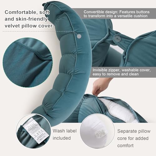 Peallow(Pat. Pend) – Long Round Body Pillow for Adults, Bolster Pillow for Sleeping, Soft and Supportive Pillow for Sleeping & Lumbar Support (Slate Blue,39") - Image 4
