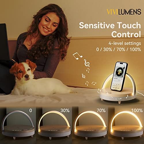 Vivilumens Birthday Gifts for Women 6 in 1 Bedside Lamps with Wireless Charger Bluetooth Speaker White Noise Machine Music Table Lamp Night Light Personalized Gift for Mom Teens Girls(Sound Upgrade - Image 4
