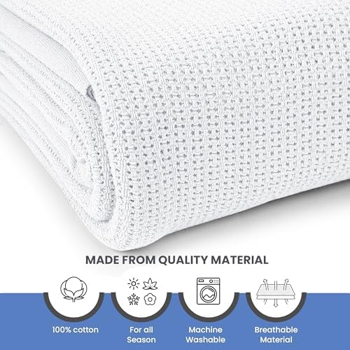 Linteum Textile Supply White Hospital Thermal Blanket 66x90 Inch 100% Cotton, Soft and Cozy, Breathable, Open-Cell Weave Design, All Season Twin Hospital Blanket (1-Pack) - Image 6