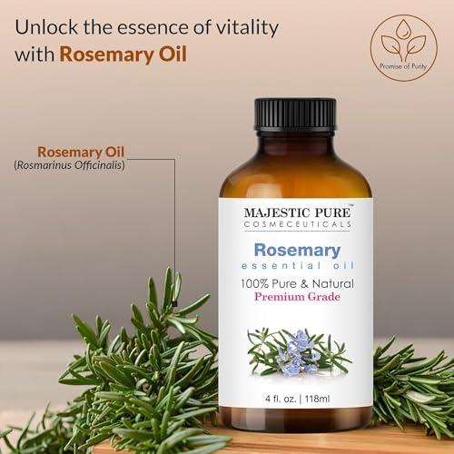 Majestic Pure Essential Oil with Glass Dropper - 100% Pure and Natural - Essential Oils for Diffuser, Aromatherapy, Soap and Candle Making, Rosemary Essential Oil, Rosemary Oil, 4 Fl Oz - Image 4