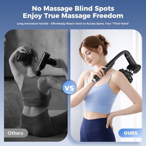 6-Head Massage Gun with Upgraded Detachable Extension Handle – Deep Tissue Percussion Massager for Neck, Shoulder, Back, Leg & Full Body Muscle Relaxation, Portable Handheld Massager - Image 6