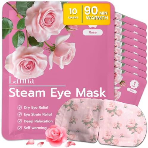 LANNA Heated Steam Eye Mask, Disposable 120 Minutes, Rose Scent, 10 Pcs by steameyemask